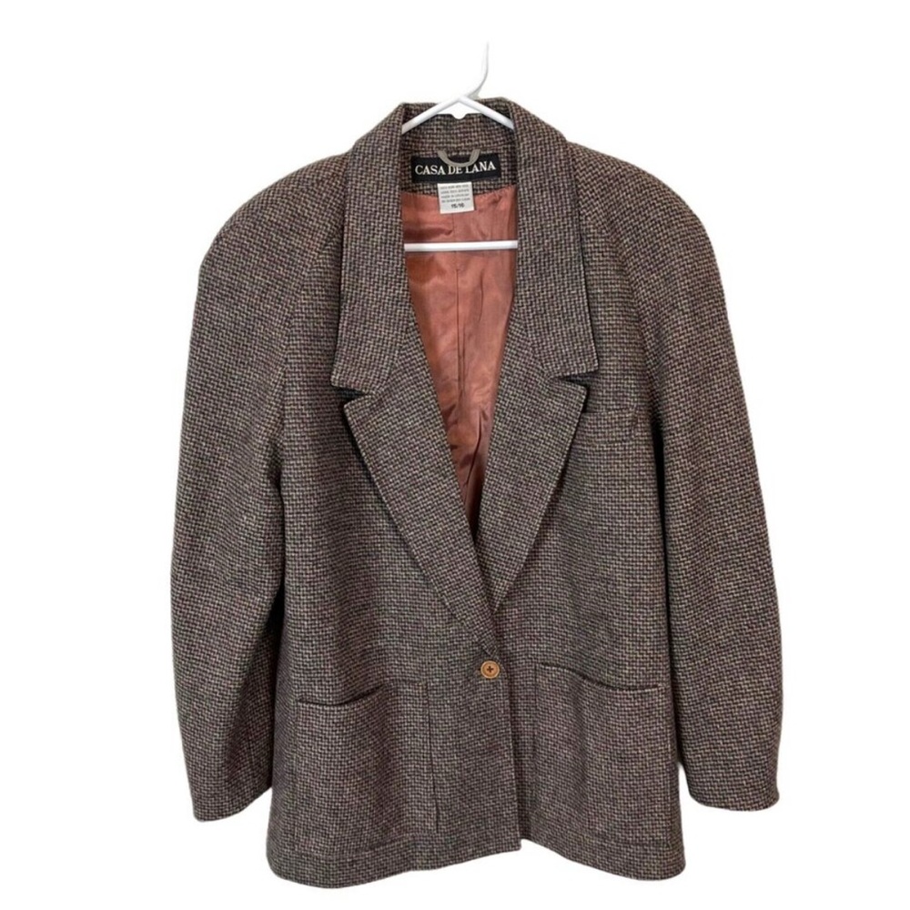 Vintage Brown Blazer Classic Tweed Jacket